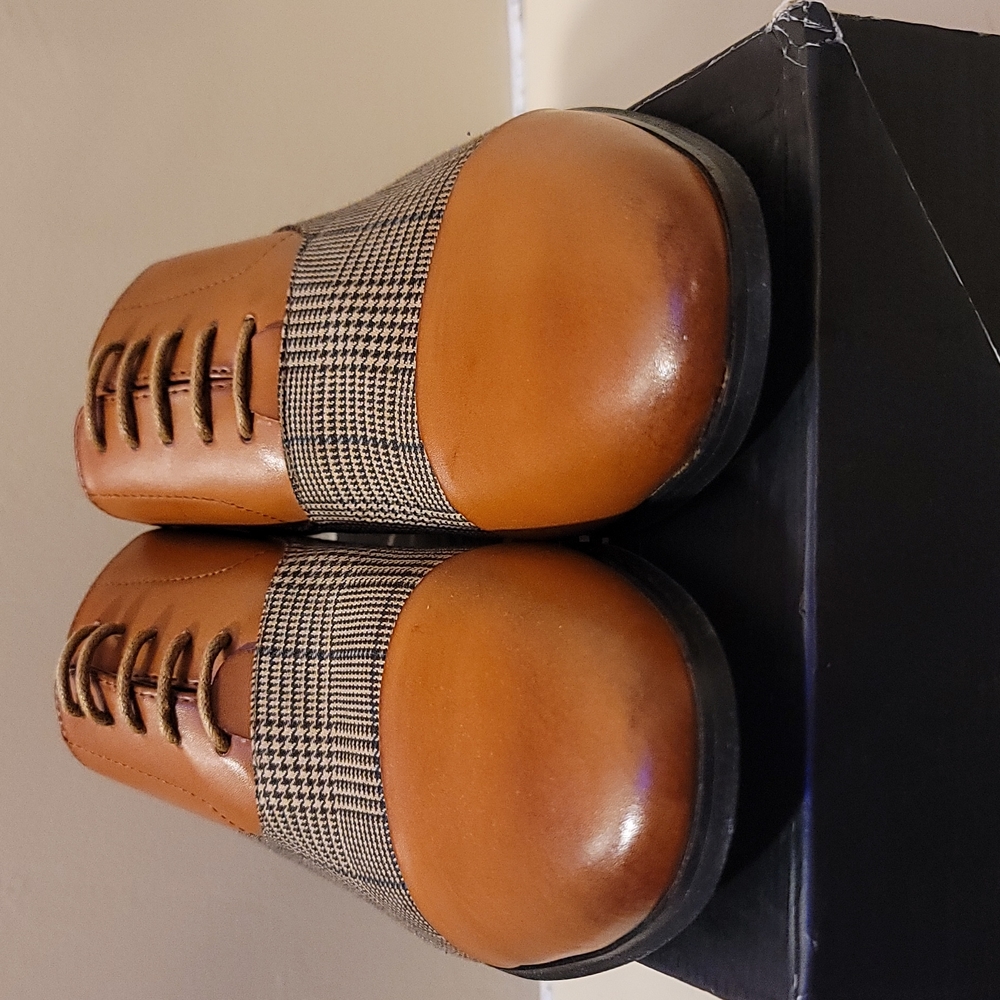 Azarman plaid Leather cognac leather